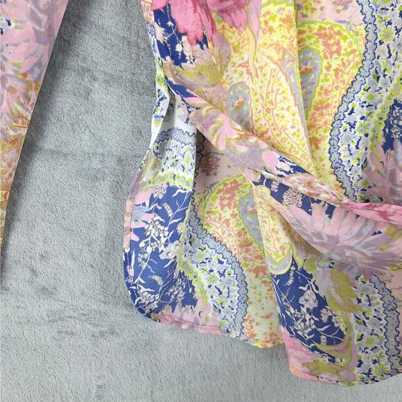 Rose & Olive Top Medium Paisley Button‎ Up Floral Patchwork Retro Career Office - Picture 4 of 8